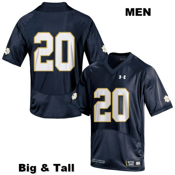 Men's NCAA Notre Dame Fighting Irish #20 C'Bo Flemister Stitched College Under Armour Authentic Navy Big & Tall No Name Football Jersey PX10L04DA